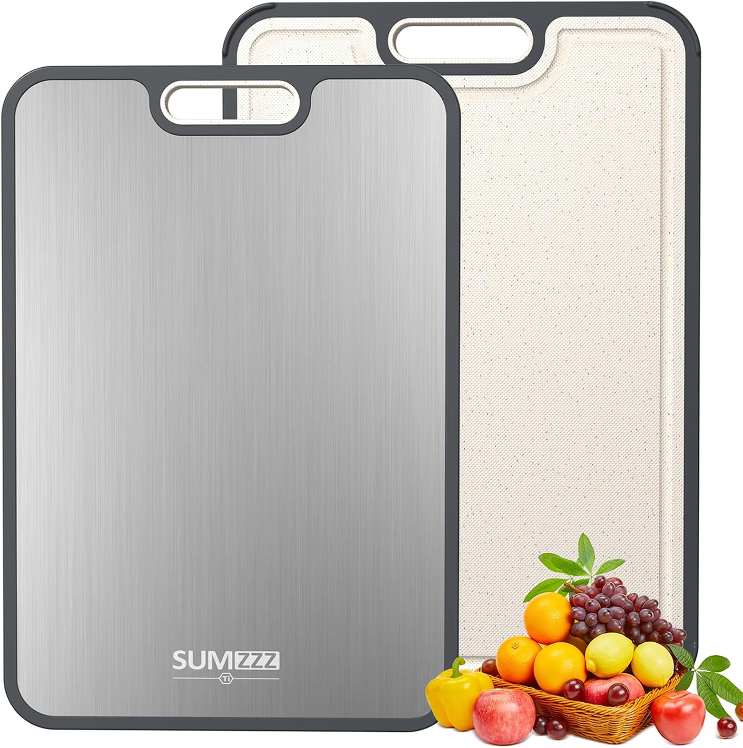 Double-sided titanium cutting board, stain and odor resistant